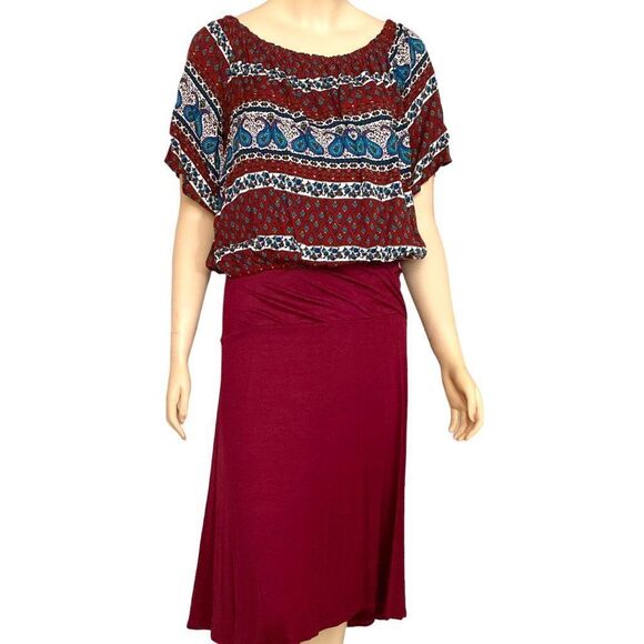 Colorful Paisley Off Shoulder Short Sleeve Smock Summer Top NEW - Picture 5 of 5